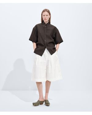 Bottega Veneta Compact Cotton Toile Culotte - White