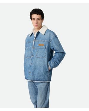 Bottega Veneta Vintage Denim And Shearling Jacket - Blue