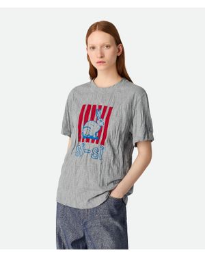 Bottega Veneta Crushed Cotton Printed Jersey T-Shirt - Grey