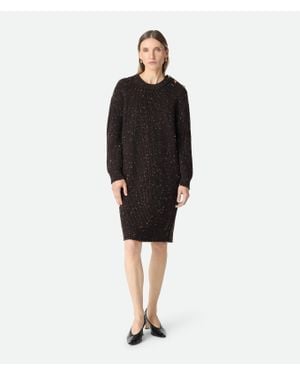 Bottega Veneta Kleid Aus Englischer Gerippter Wolle - Schwarz