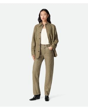 Bottega Veneta Hose Aus Intrecciato Leder Und Wildleder - Grün