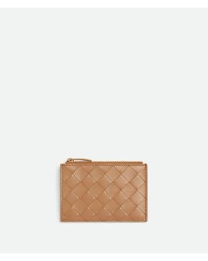 Bottega Veneta Intrecciato Zipped Card Case - Natural