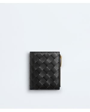 Bottega Veneta Intrecciato Small Bi-Fold Wallet - Black