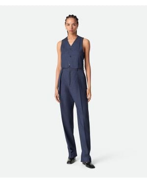 Bottega Veneta Melierte Wollhose - Blau