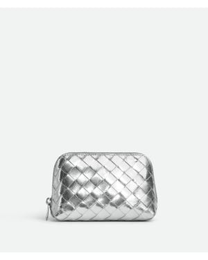 Bottega Veneta Intrecciato Small Half-Moon Beauty Pouch - White