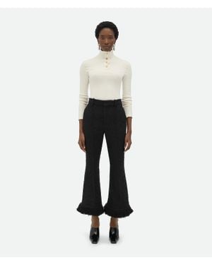 Bottega Veneta Light Cotton Tweed Fringed Trousers - White