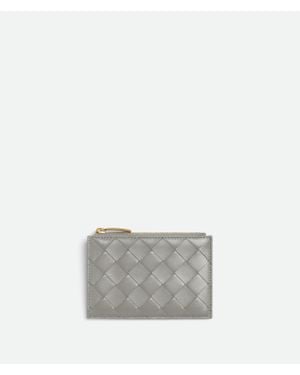 Bottega Veneta Intrecciato Zipped Card Case - White