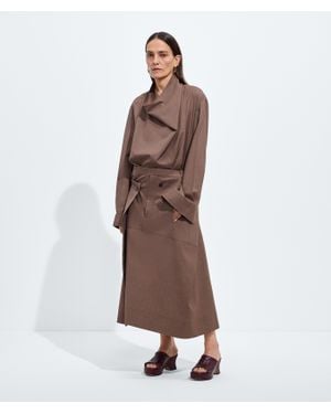 Bottega Veneta Light Wool Toile Skirt - Brown
