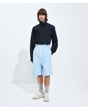 Bottega Veneta Intrecciato Cotton Poplin Shorts - Blue
