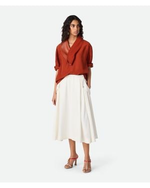 Bottega Veneta Viscose Melange Fluid Skirt in White | Lyst