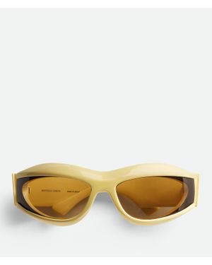 Bottega Veneta Cangi Wraparound Injected Acetate Sunglasses - Natural
