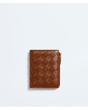Bottega Veneta Intrecciato Small Bi-Fold Wallet - Brown