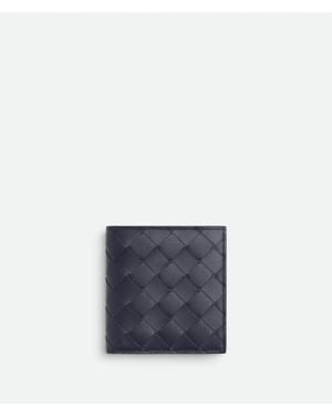 Bottega Veneta Slim Intrecciato Bi-Fold Portemonnaie - Blau