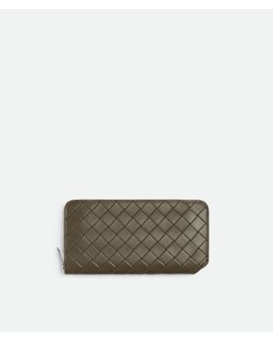 Bottega Veneta Intrecciato Stamp Zip Around Wallet - Grey