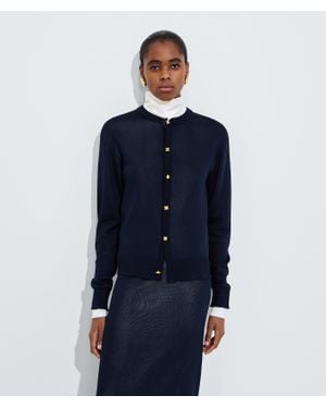 Bottega Veneta Cardigan Aus Doppelt Gestrickter Seide - Blau