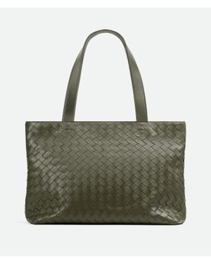 Bottega Veneta Kleine Intrecciato Tote Mit Zip - Grün