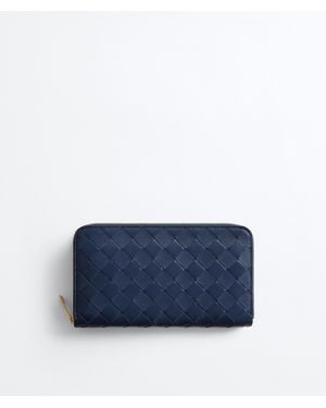 Bottega Veneta Intrecciato Zip Around Wallet - Blue