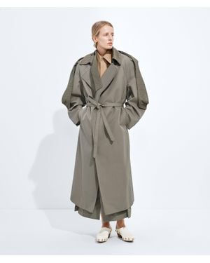 Bottega Veneta Cotton And Silk Gabardine Trench - Grey