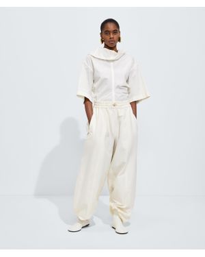 Bottega Veneta Compact Cotton Toile Trousers - White