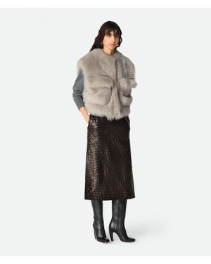 Bottega Veneta Gilet Cropped En Shearling Toscana - Blanc