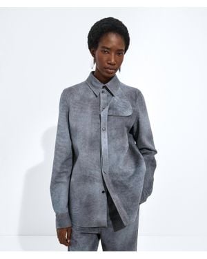 Bottega Veneta Cloudy Suede Shirt - Blue