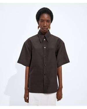 Bottega Veneta Wool And Silk Toile Shirt - Brown