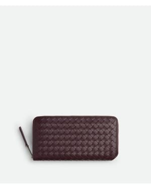 Bottega Veneta Intrecciato Piccolo Portemonnaie Mit Umlaufendem Reißverschluss - Lila