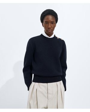 Bottega Veneta Pullover Aus Wolle Und Baumwolle - Blau