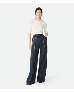 Bottega Veneta Wool And Cotton Trousers - Blue