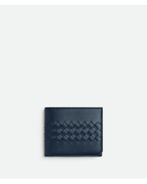 Bottega Veneta Intrecciato Piccolo Bi-Fold Portemonnaie Mit Münzfach - Blau