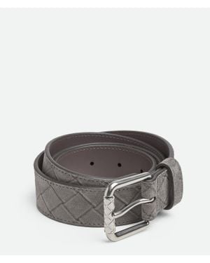 Bottega Veneta Intrecciato Stamp Belt - Grey