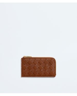 Bottega Veneta Intrecciato L-Zipped Card Case - Brown