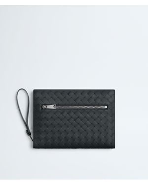 Bottega Veneta Small Intrecciato Document Case With Wristlet - Black