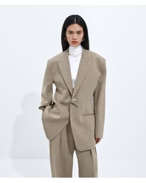 Bottega Veneta Wool And Linen Melange Jacket - Natural