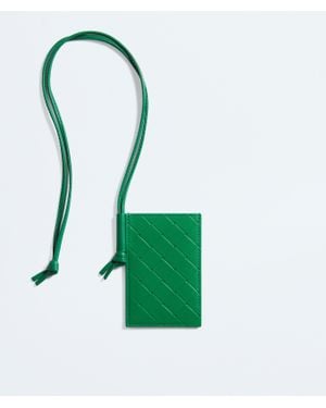 Bottega Veneta Intrecciato Stamp Badge Holder - Green