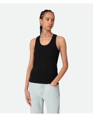 Bottega Veneta Stretch Rib Cotton Tank Top - Black