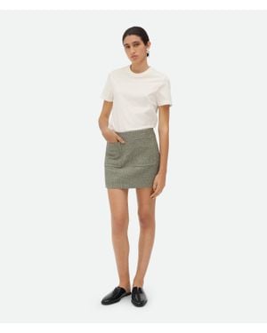Bottega Veneta Melange Cotton Skirt - White