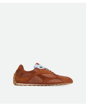 Bottega Veneta Orbit Flash Suede-Trimmed Trainers - Brown