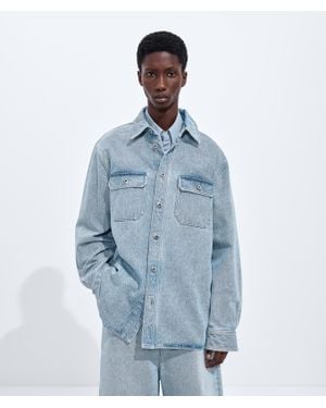 Bottega Veneta Sky Bleached Denim Overshirt - Blue