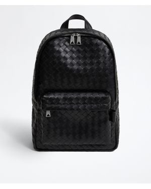 Bottega Veneta "Intrecciato" Leather Backpack - Black
