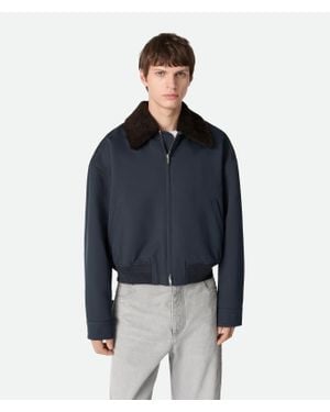 Bottega Veneta Silk And Cotton Twill Bomber Jacket - Blue