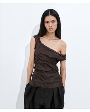 Bottega Veneta Washed Silk Taffeta Top - Black