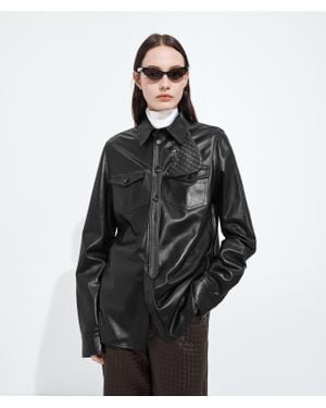 Bottega Veneta Semi Shiny Leather Shirt - Black