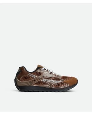 Bottega Veneta Orbit Suede-Trimmed Rubber And Mesh Trainers - Brown