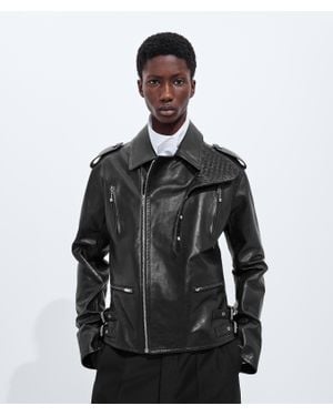Bottega Veneta Rubbery Leather Biker Jacket - Black