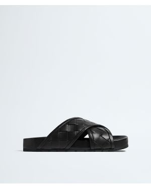 Bottega Veneta Leather Tarik Slides - Black