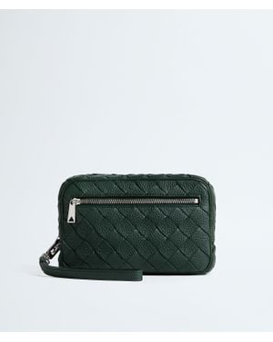 Bottega Veneta Intrecciato Small Pouch With Wristlet - Green