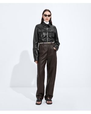 Bottega Veneta Intrecciato Leather Pants - Black