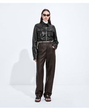 Bottega Veneta Intrecciato Leather Trousers - Black