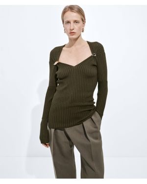 Bottega Veneta Gerippter Pullover Aus Kaschmir Und Seide - Grün